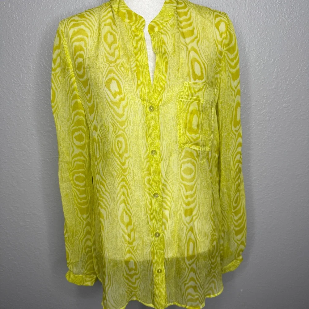 Diane Von Furstenberg Gilmore silk sheer Blouse -cp - Picture 2 of 8